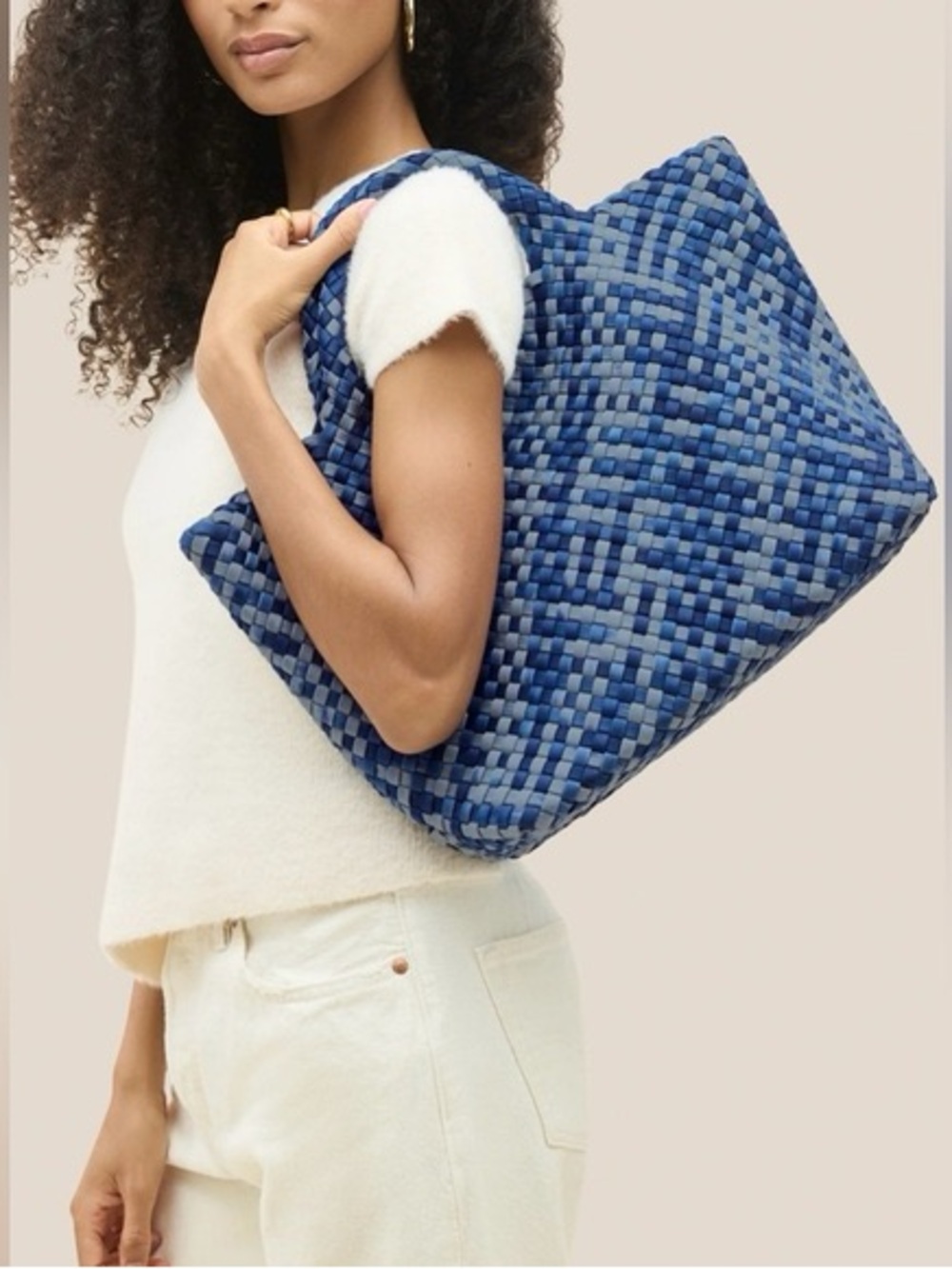 Naghedi St Barths Tote Watercolor Blue NWT